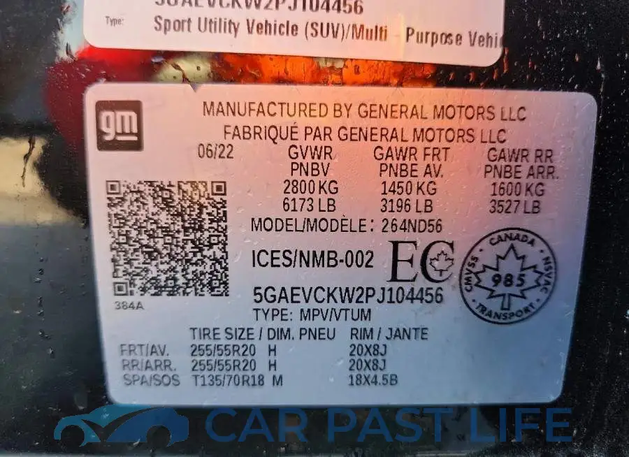 5GAEVCKW2PJ104456# 14