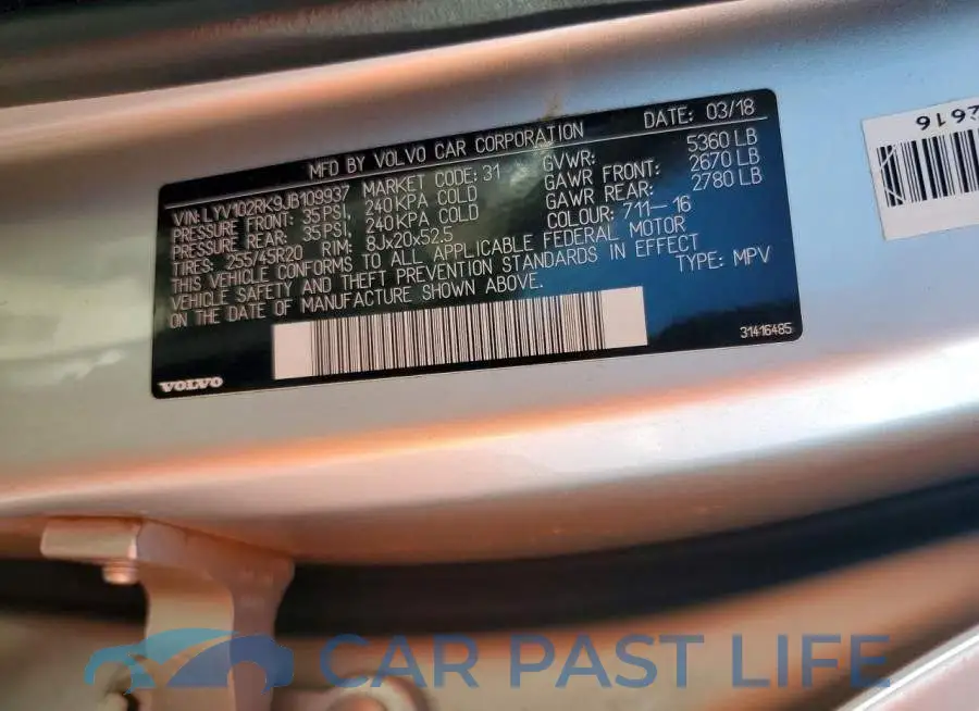 LYV102RK9JB109937# 13