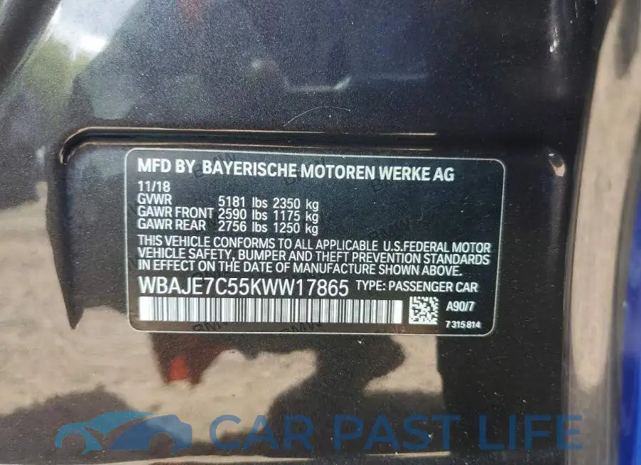 WBAJE7C55KWW17865# 13