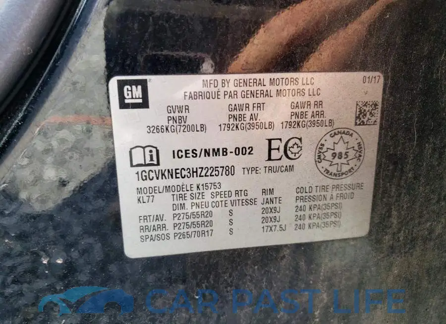 1GCVKNEC3HZ225780# 12