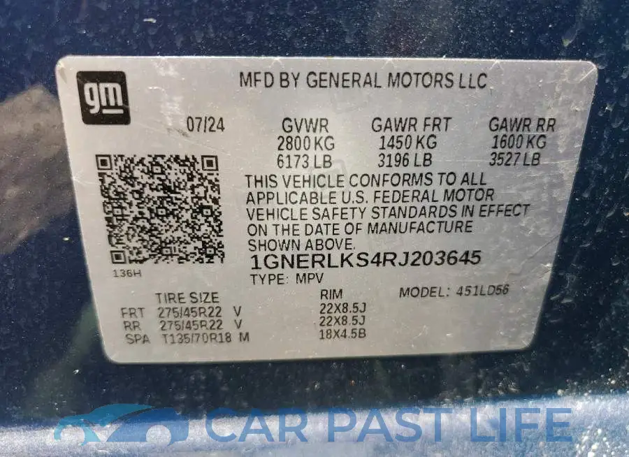 1GNERLKS4RJ203645# 13