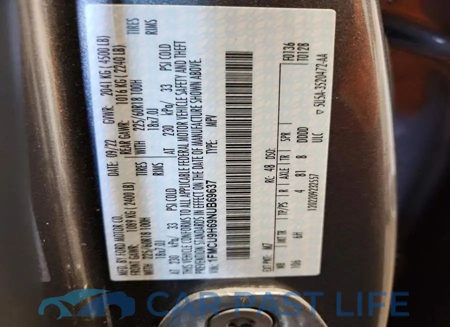 1FMCU9H69NUB69637# 13