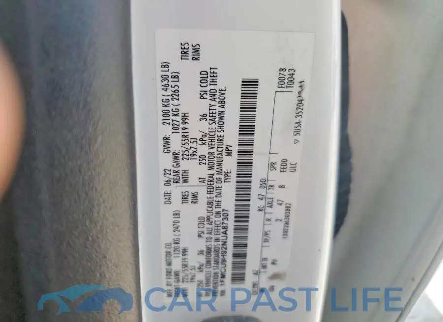 1FMCU9H92NUA87307# 13
