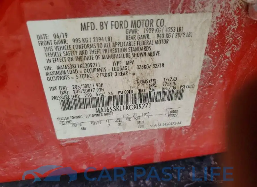 MAJ6S3KL1KC309271# 13