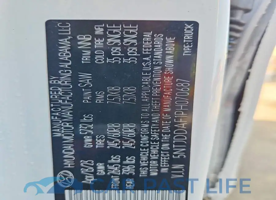 5NTJDDAF1PH070687# 12