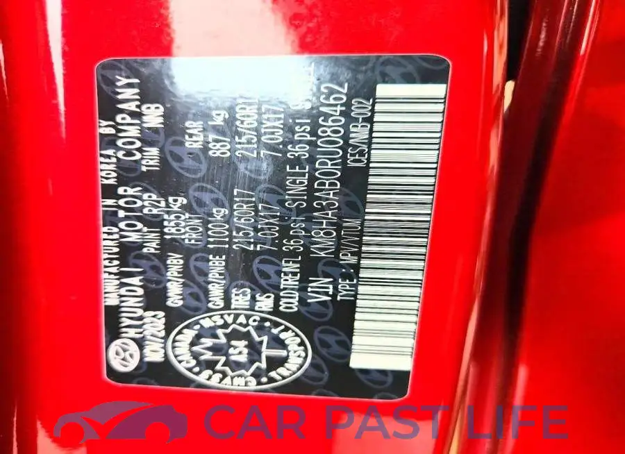 KM8HA3AB0RU086462# 13