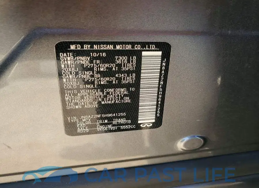 JN8AZ2NF5H9641255# 12