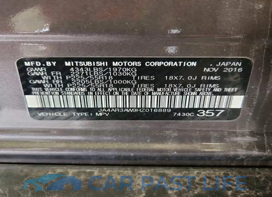 JA4AR3AW9HZ016889# 13