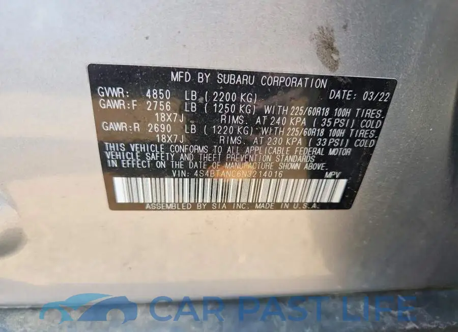 4S4BTANC6N3214016# 12