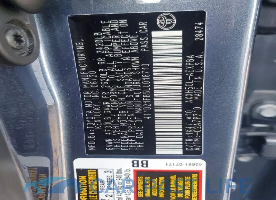 4T1D21FB5LU018710# 12