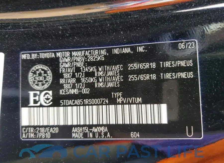 5TDACAB51RS000724# 13