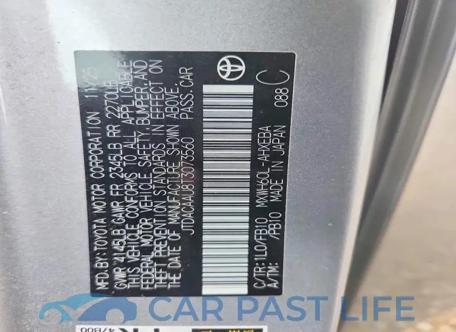 JTDACAAU8T3073560# 13