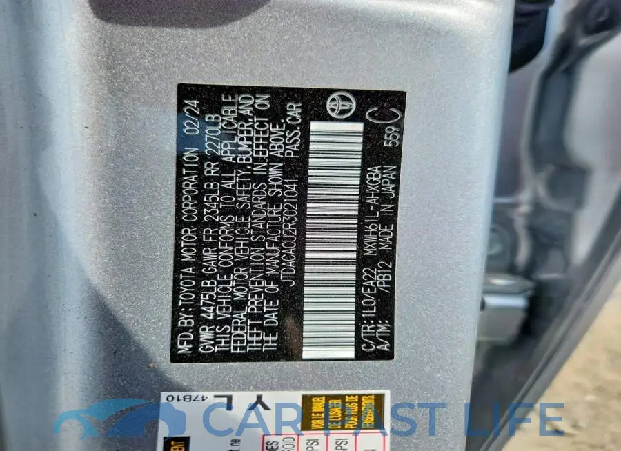 JTDACACU2R3021041# 12