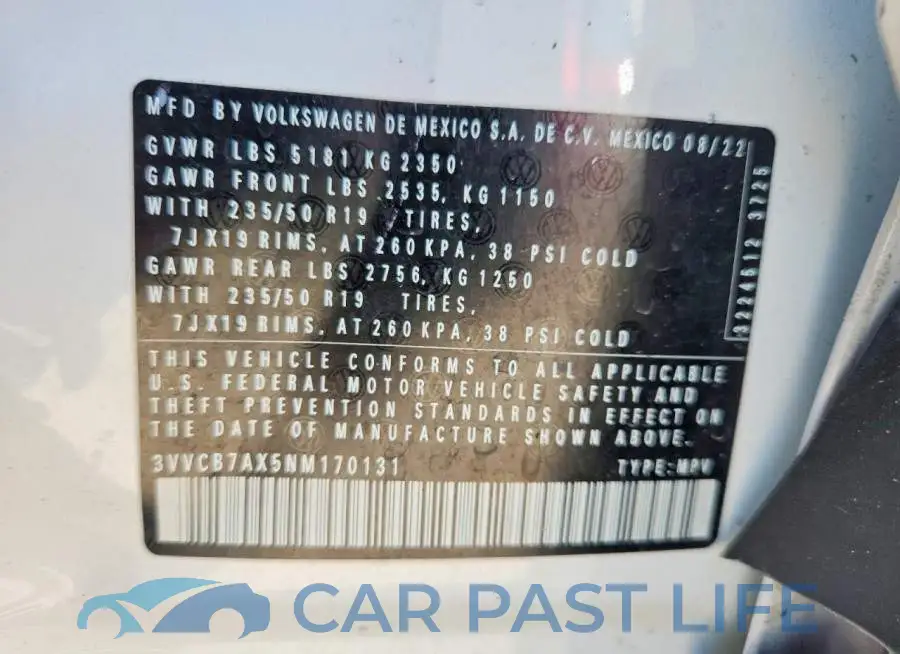 3VVCB7AX5NM170131# 12