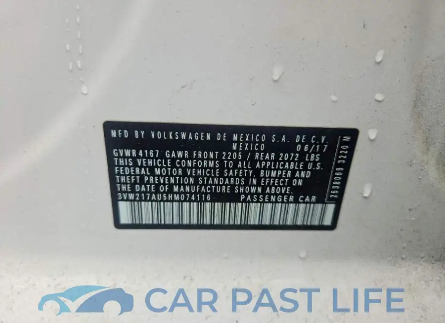 3VW217AU5HM074116# 12