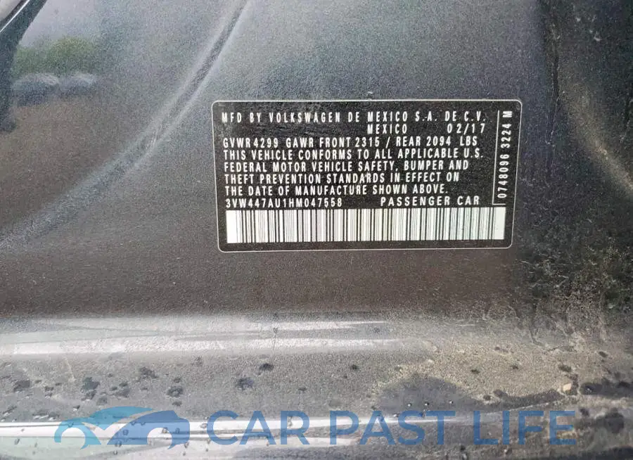 3VW447AU1HM047558# 12