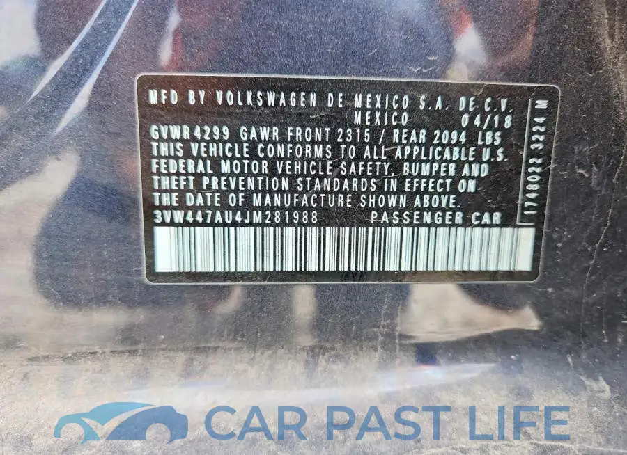 3VW447AU4JM281988# 12