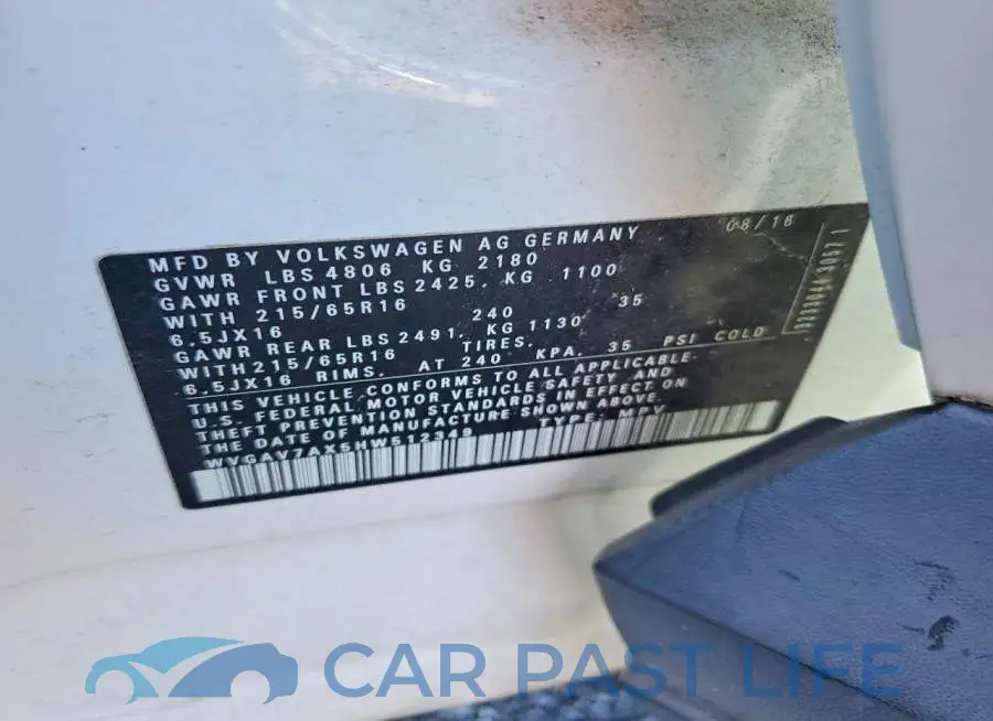 WVGAV7AX5HW512349# 13