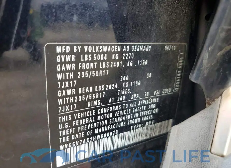 WVGSV7AX2HW500678# 12