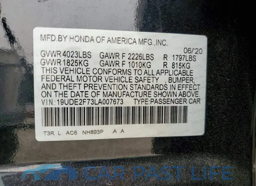 19UDE2F73LA007673# 12