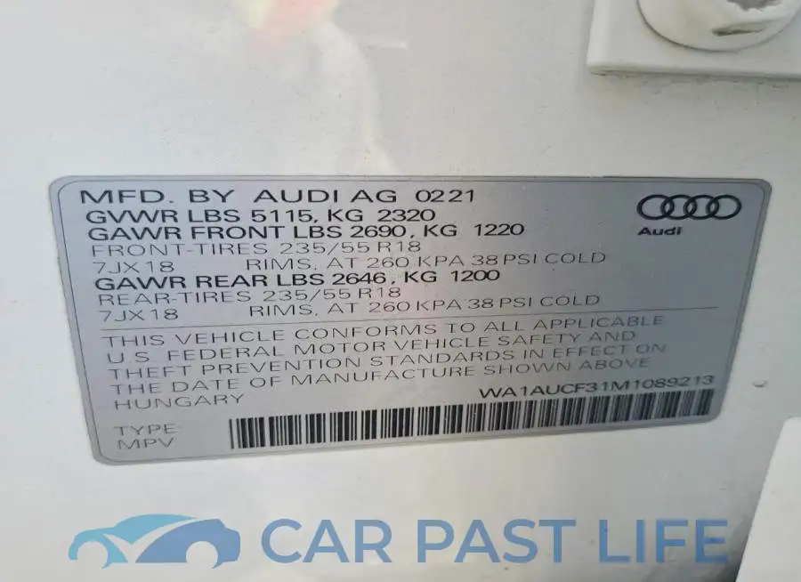 WA1AUCF31M1089213# 12