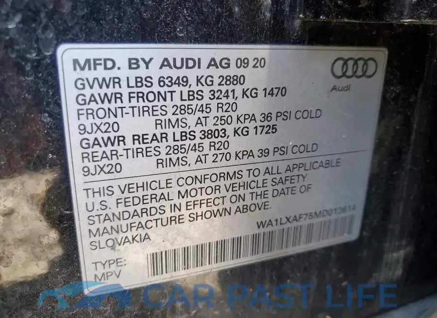 WA1LXAF75MD013614# 13