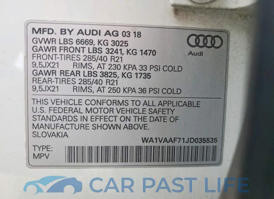 WA1VAAF71JD035535# 13