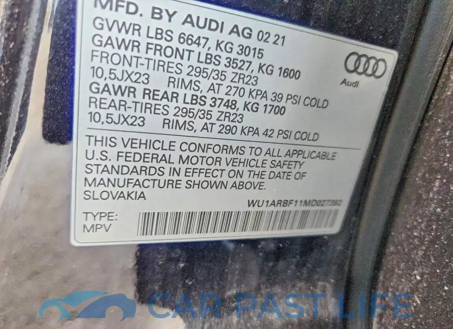 WU1ARBF11MD027392# 13