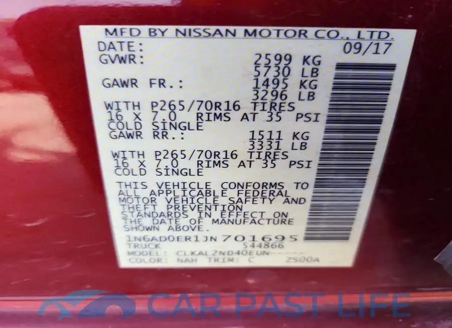 1N6AD0ER1JN701695# 12