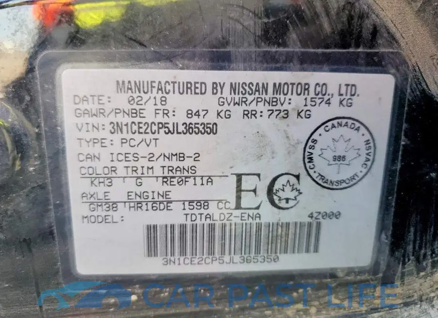 3N1CE2CP5JL365350# 12