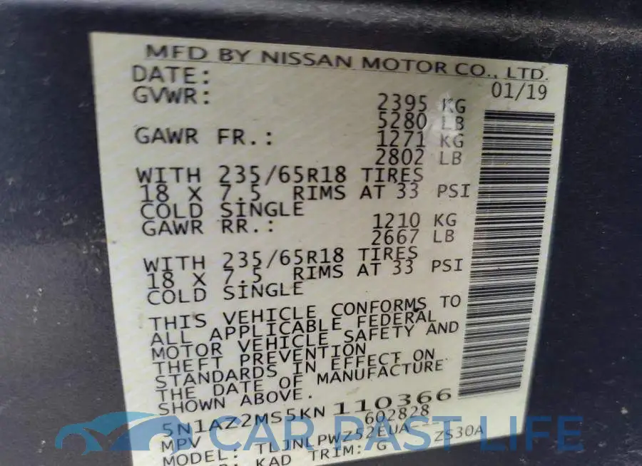 5N1AZ2MS5KN110366# 12