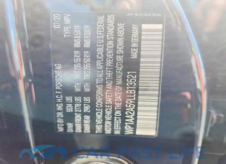 WP1AA2A59LLB13521# 13