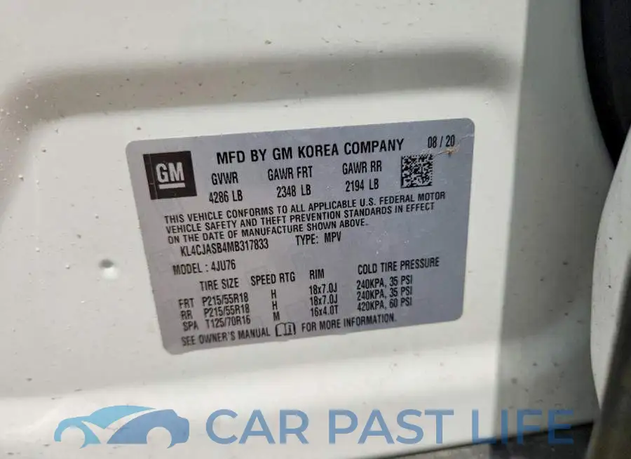 KL4CJASB4MB317833# 12