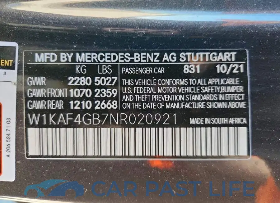 W1KAF4GB7NR020921# 12