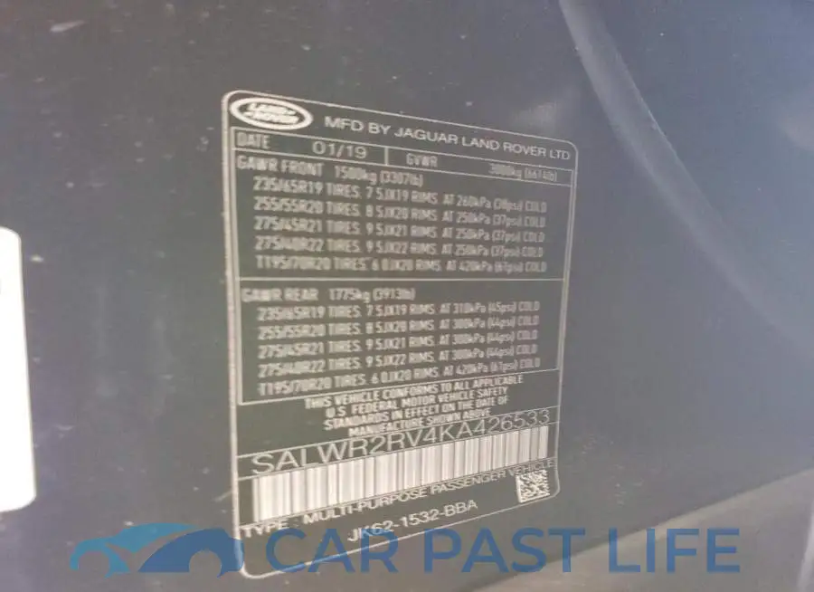 SALWR2RV4KA426533# 12