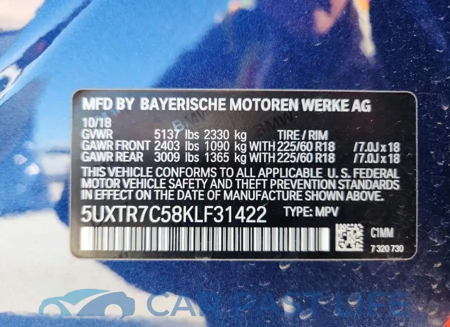 5UXTR7C58KLF31422# 14