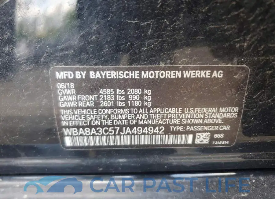 WBA8A3C57JA494942# 13