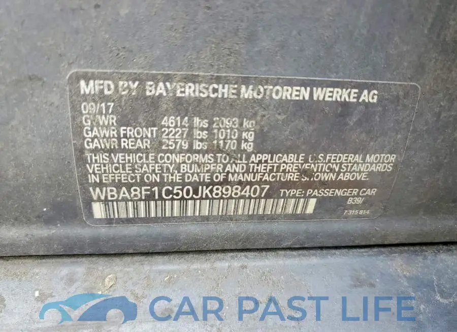 WBA8F1C50JK898407# 12
