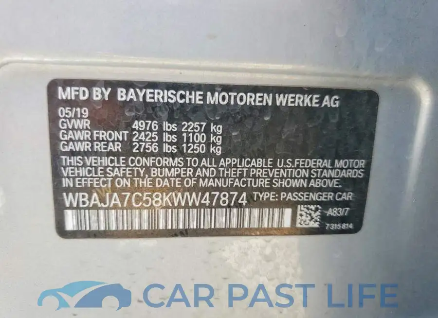WBAJA7C58KWW47874# 12