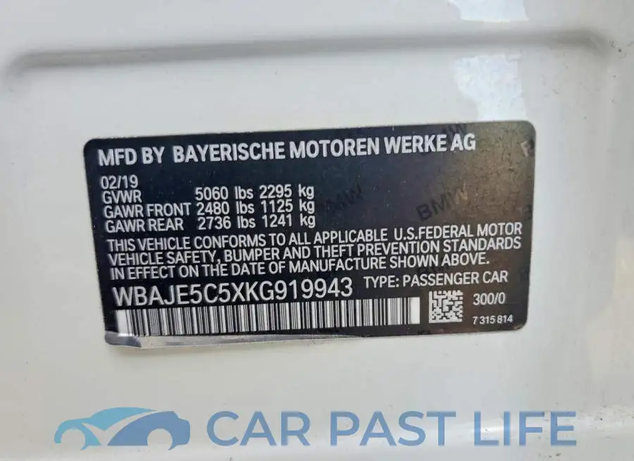 WBAJE5C5XKG919943# 12