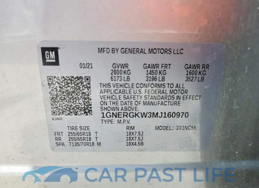 1GNERGKW3MJ160970# 13