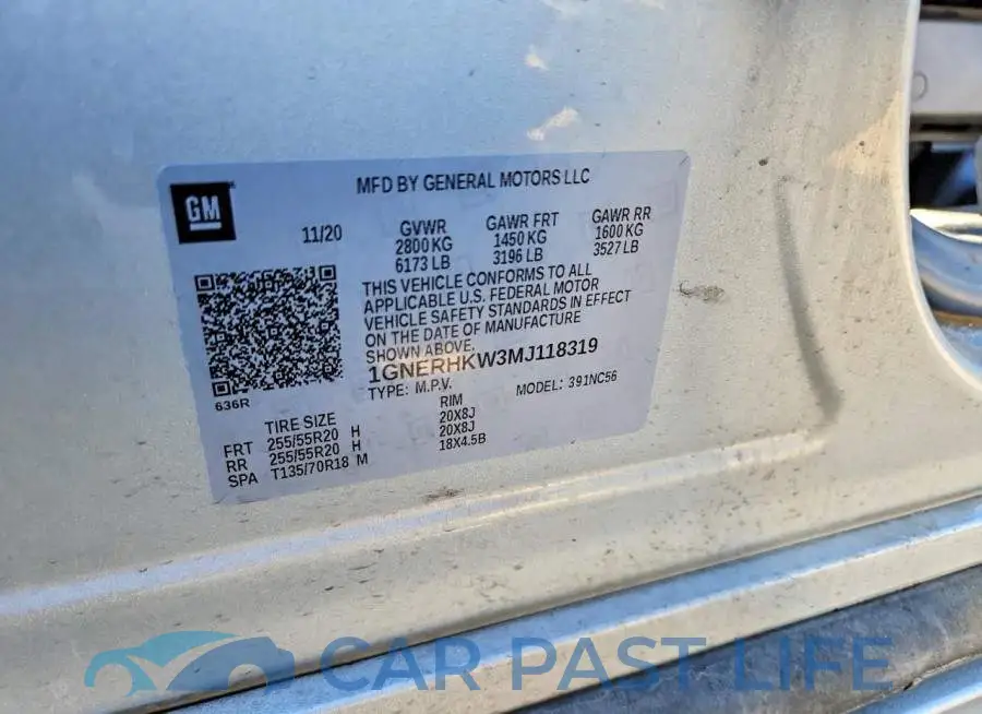 1GNERHKW3MJ118319# 12