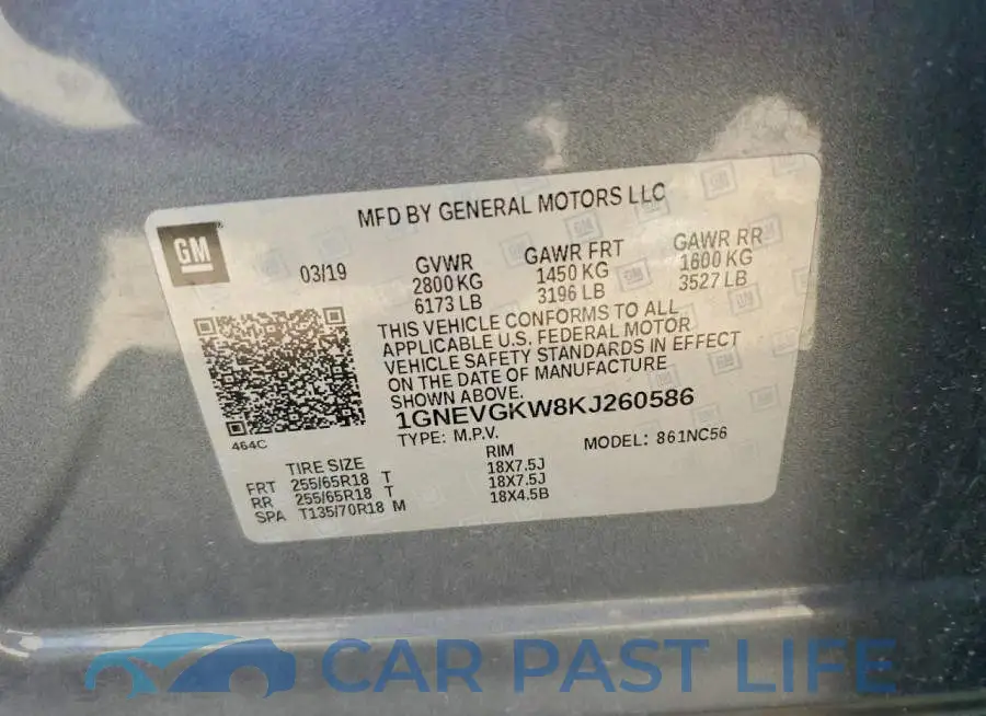 1GNEVGKW8KJ260586# 13