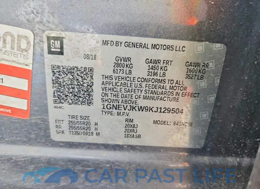 1GNEVJKW9KJ129504# 13