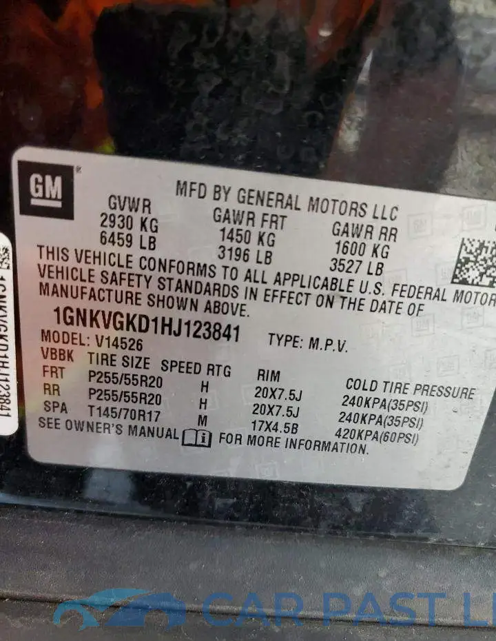 1GNKVGKD1HJ123841# 13