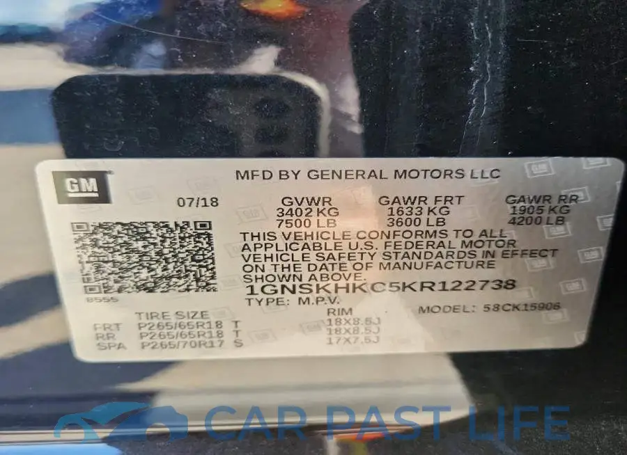 1GNSKHKC5KR122738# 12
