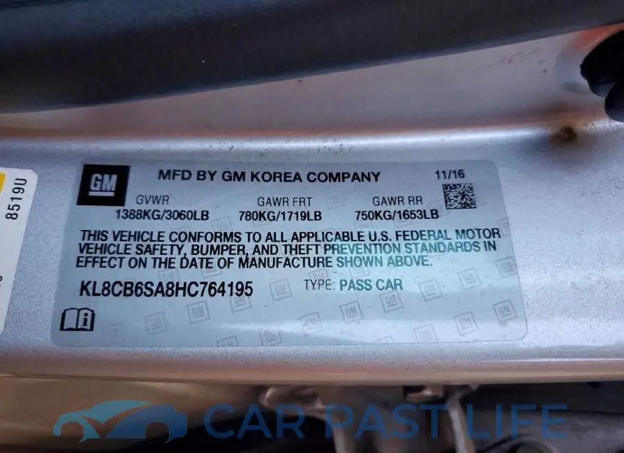 KL8CB6SA8HC764195# 12