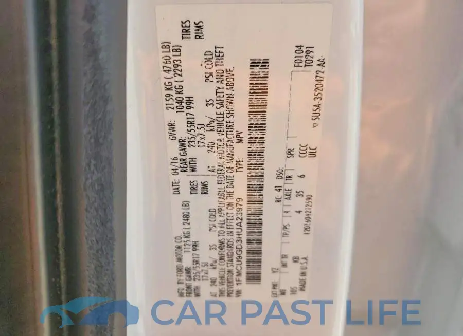 1FMCU9GD3HUA23979# 13