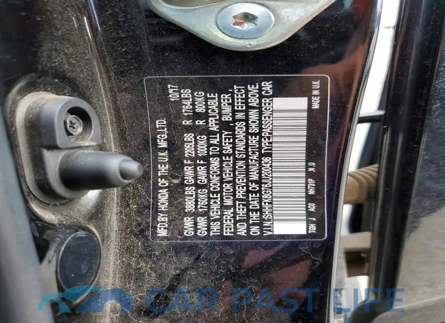 SHHFK8G76JU200436# 13