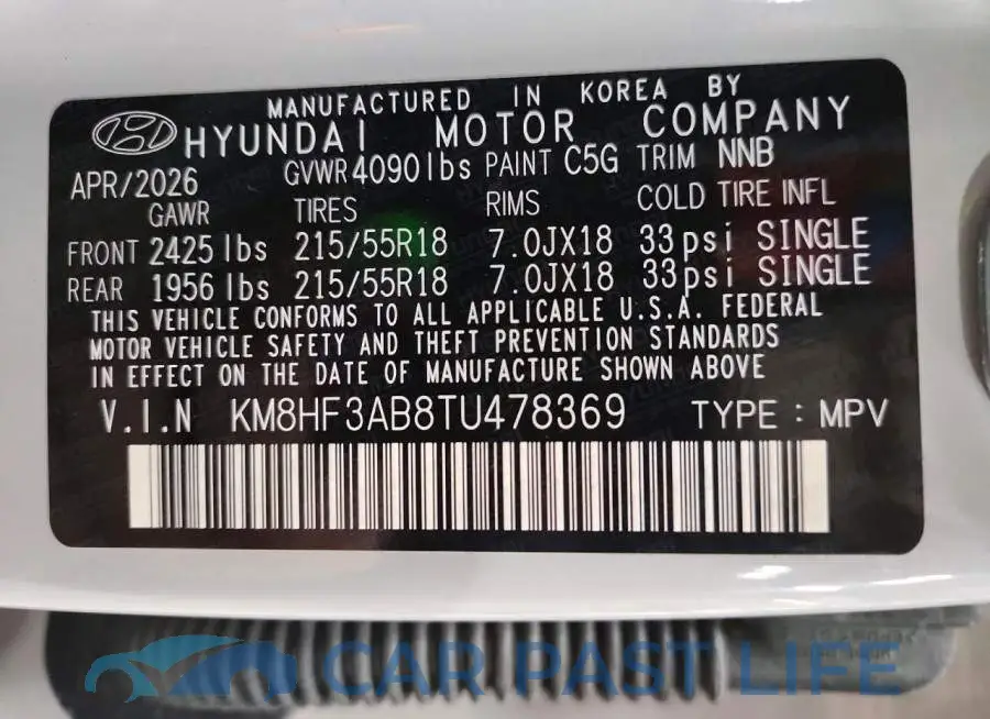 KM8HF3AB8TU478369# 14